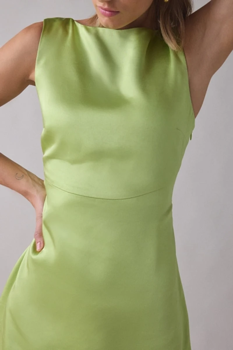 Lulus Quincy Low V-Back Satin Mini Dress