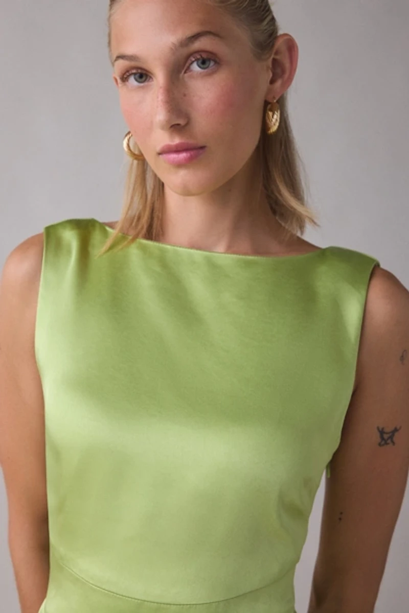 Lulus Quincy Low V-Back Satin Mini Dress