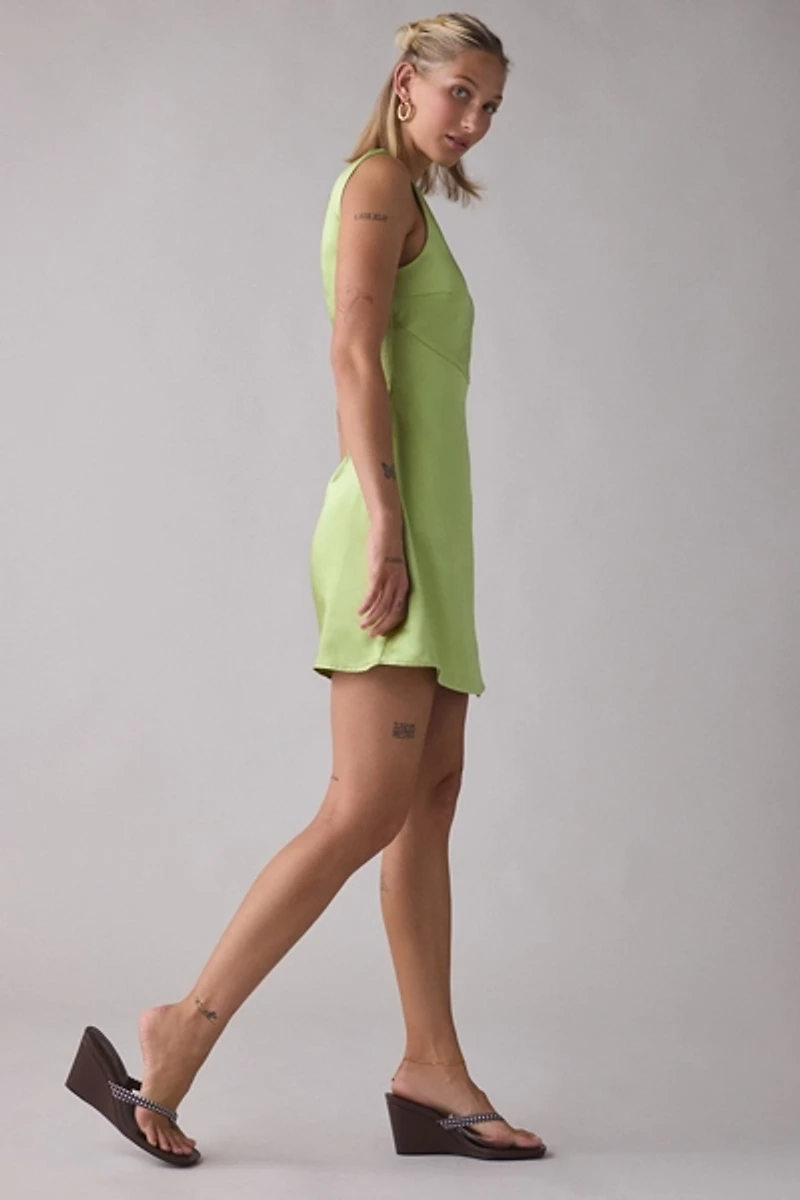 Lulus Quincy Low V-Back Satin Mini Dress