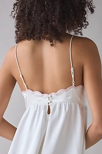 For Love & Lemons Loralai Embroidered Satin Slip Mini Dress