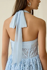 For Love & Lemons Lakeside Lace Halter Neck Midi Dress