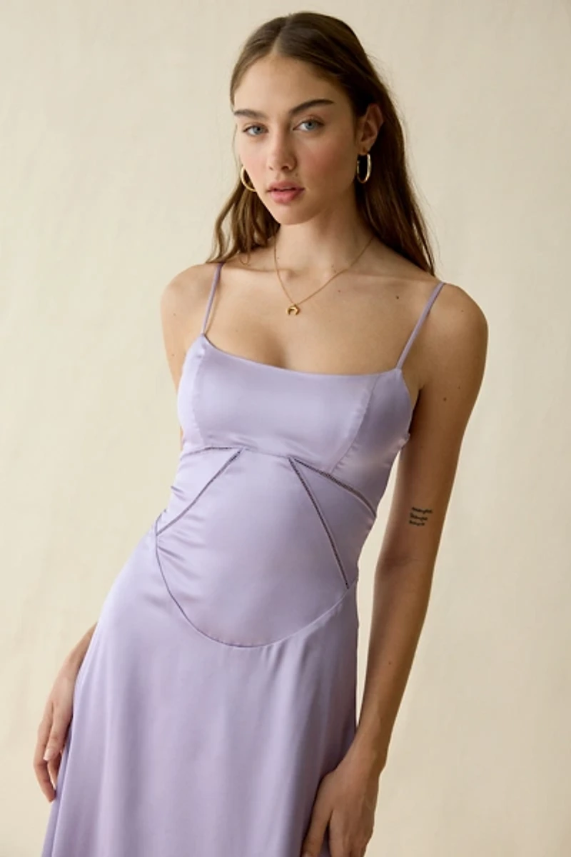 Lulus Noelle Satin Tie-Back Corset Maxi Dress