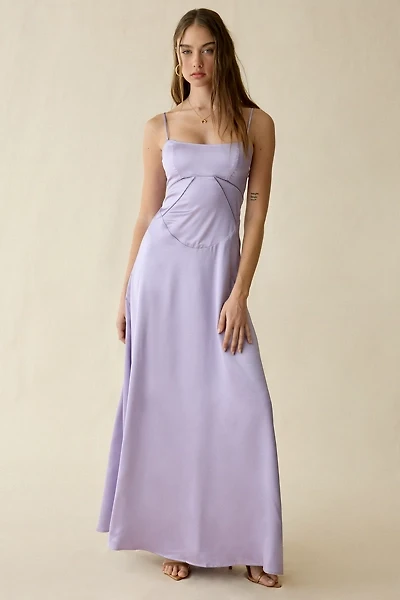 Lulus Noelle Satin Tie-Back Corset Maxi Dress