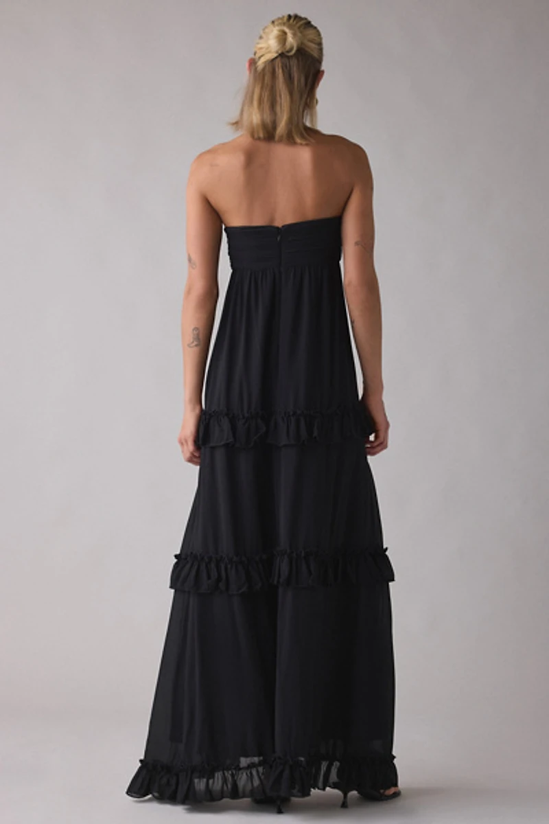 Lulus Diana Tiered Ruffle Strapless Maxi Dress