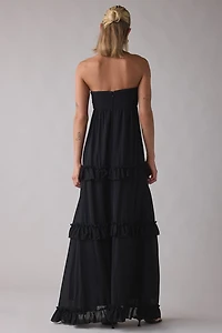 Lulus Diana Tiered Ruffle Strapless Maxi Dress