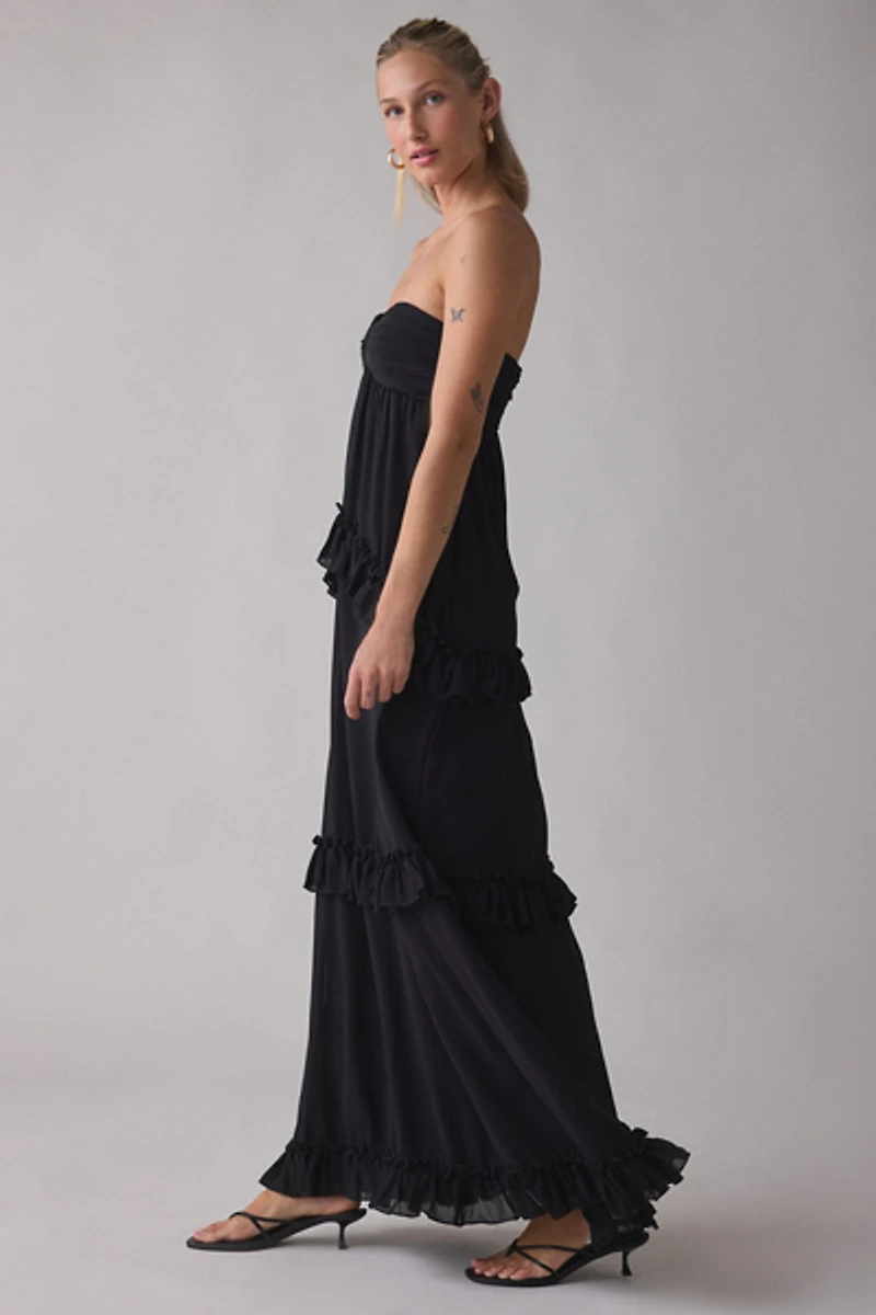 Lulus Diana Tiered Ruffle Strapless Maxi Dress