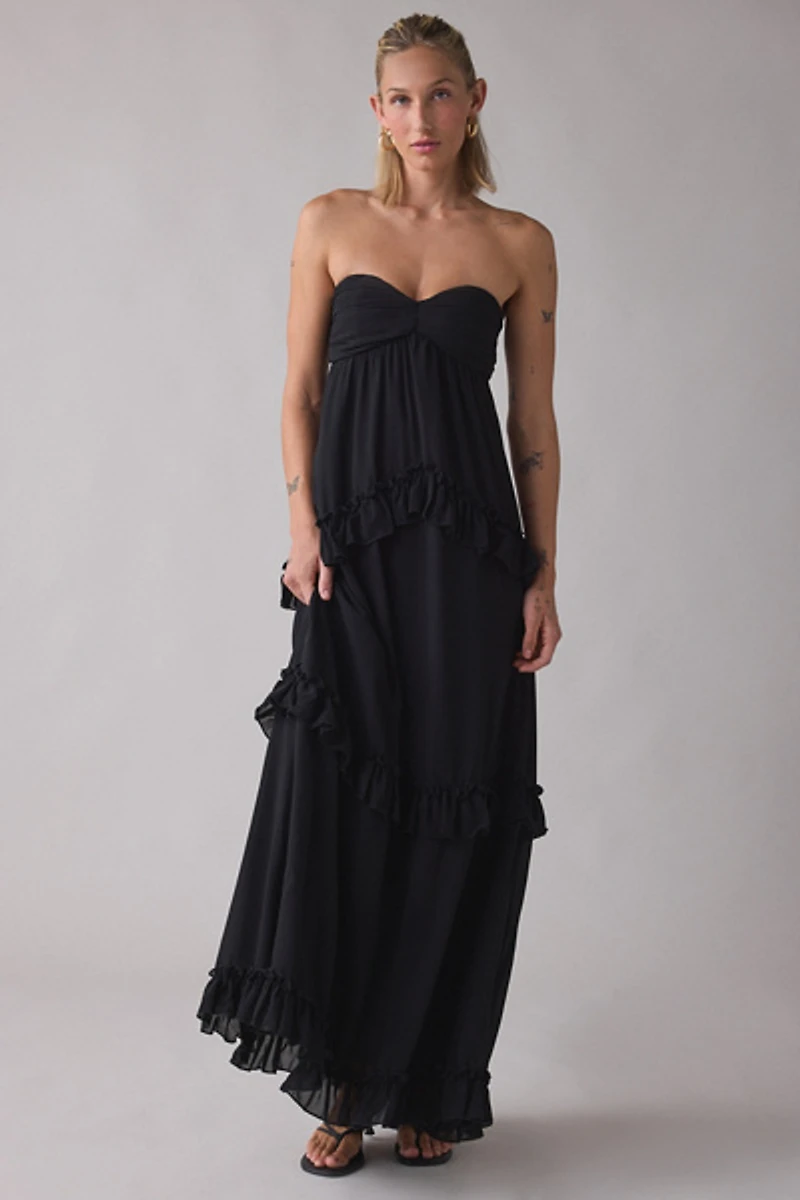 Lulus Diana Tiered Ruffle Strapless Maxi Dress