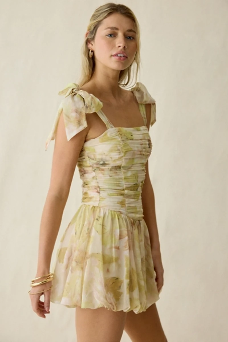 Lulus Skylar Bow Shoulder Bubble Hem Mini Dress