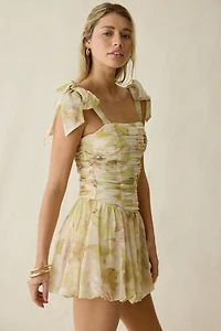 Lulus Skylar Bow Shoulder Bubble Hem Mini Dress