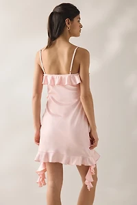 Lulus Wendy Waterfall Asymmetric Ruffle Satin Mini Dress