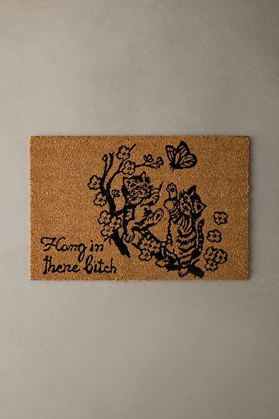 Hang In There Cat Coir Doormat