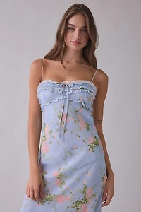 For Love & Lemons Natalie Bias Cut Chiffon Maxi Dress