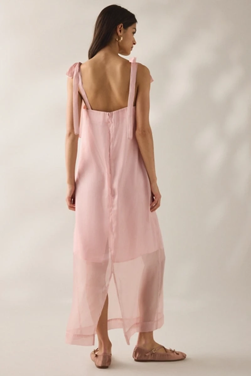 Muse Assembly Nora Organza Tie-Strap Maxi Dress