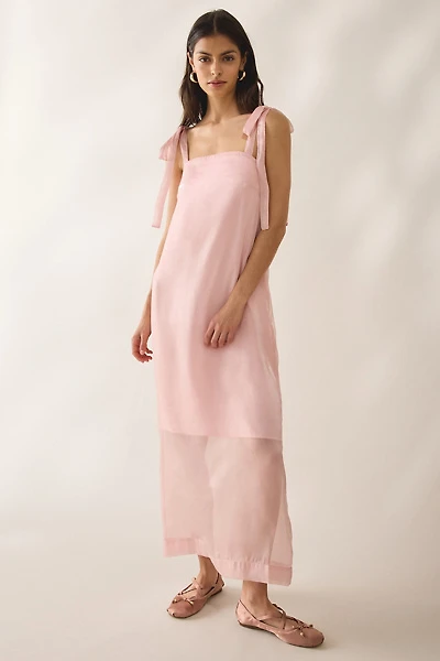 Muse Assembly Nora Organza Tie-Strap Maxi Dress