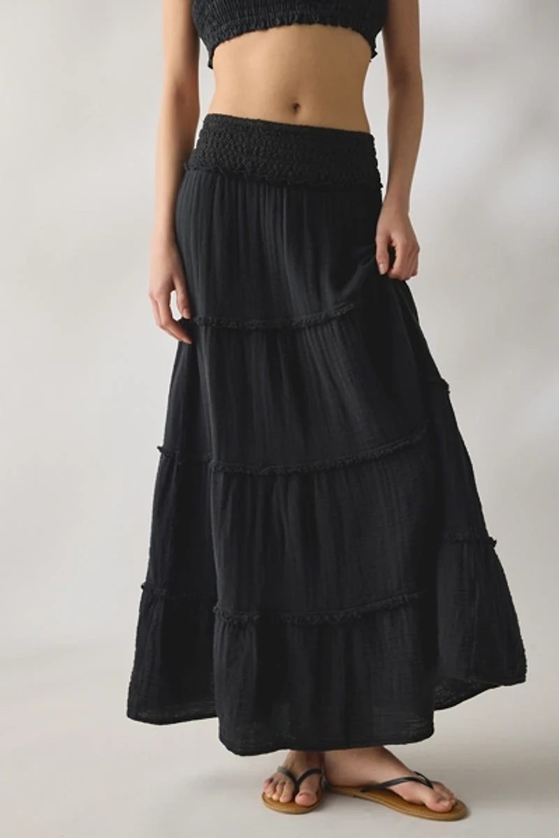 Kimchi Blue On My Mind Smocked Waist Tiered Maxi Skirt