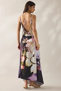 Muse Assembly Ellie Asymmetric Open-Back Cowl Maxi Dress