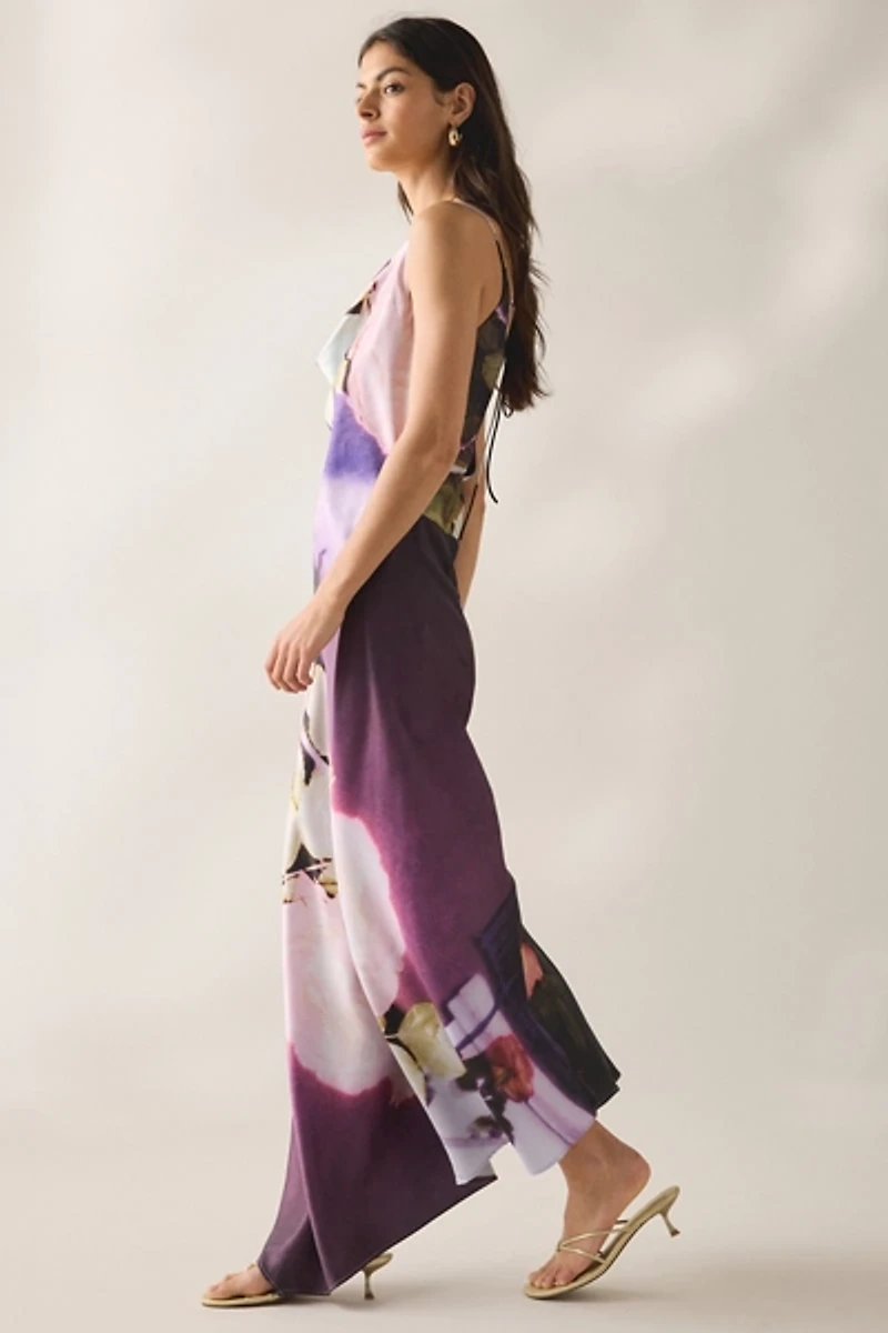 Muse Assembly Ellie Asymmetric Open-Back Cowl Maxi Dress