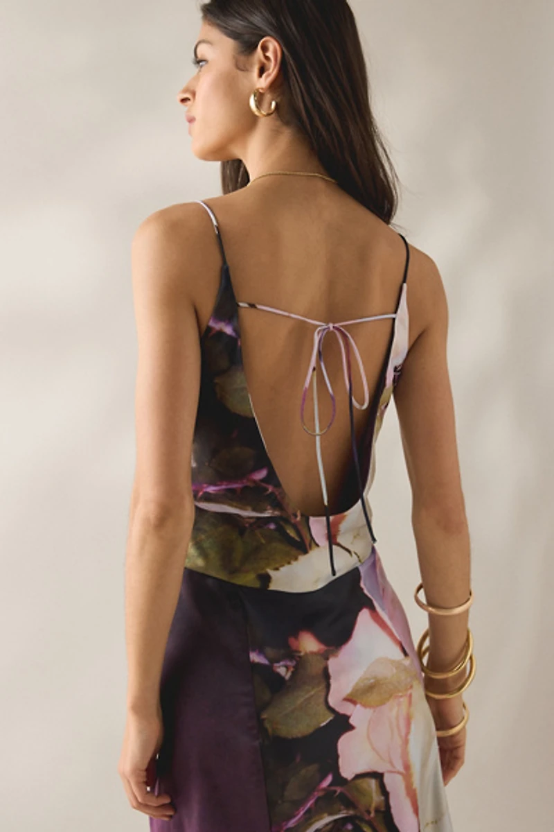 Muse Assembly Ellie Asymmetric Open-Back Cowl Maxi Dress