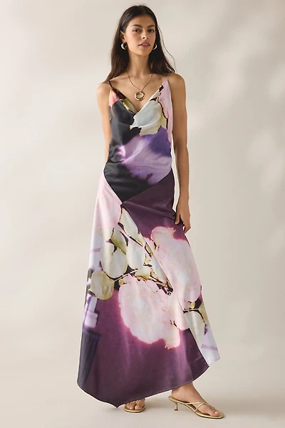 Muse Assembly Ellie Asymmetric Open-Back Cowl Maxi Dress