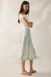 Muse Assembly Daisy Ruched Tie-Detail Midi Skirt