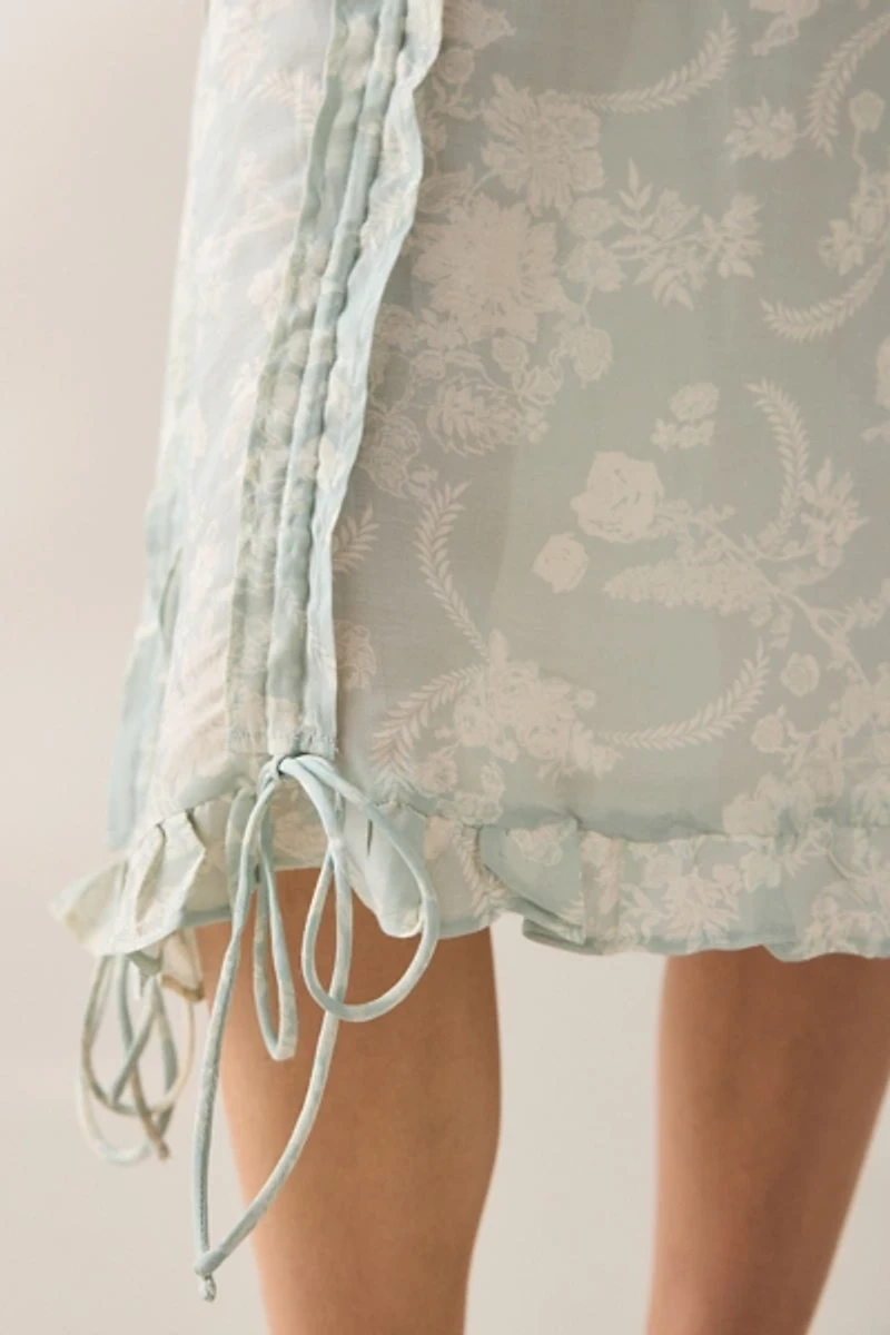 Muse Assembly Daisy Ruched Tie-Detail Midi Skirt