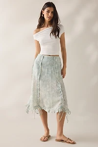 Muse Assembly Daisy Ruched Tie-Detail Midi Skirt