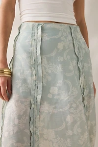 Muse Assembly Daisy Ruched Tie-Detail Midi Skirt