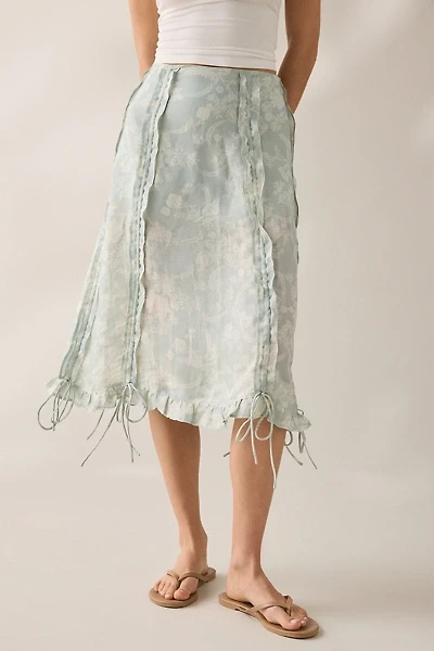 Muse Assembly Daisy Ruched Tie-Detail Midi Skirt