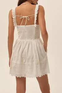 For Love & Lemons Marilyn Floral Embroidered Corset Mini Dress