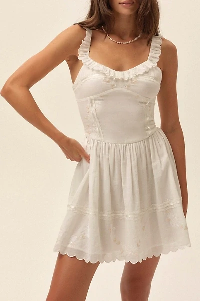 For Love & Lemons Marilyn Floral Embroidered Corset Mini Dress