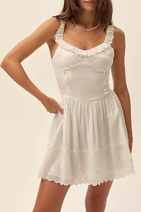 For Love & Lemons Marilyn Floral Embroidered Corset Mini Dress