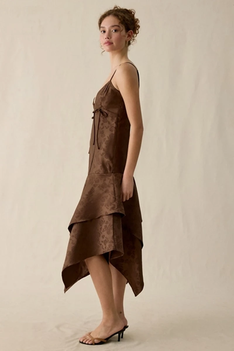 Muse Assembly Elise Asymmetric Hanky Hem Midi Dress