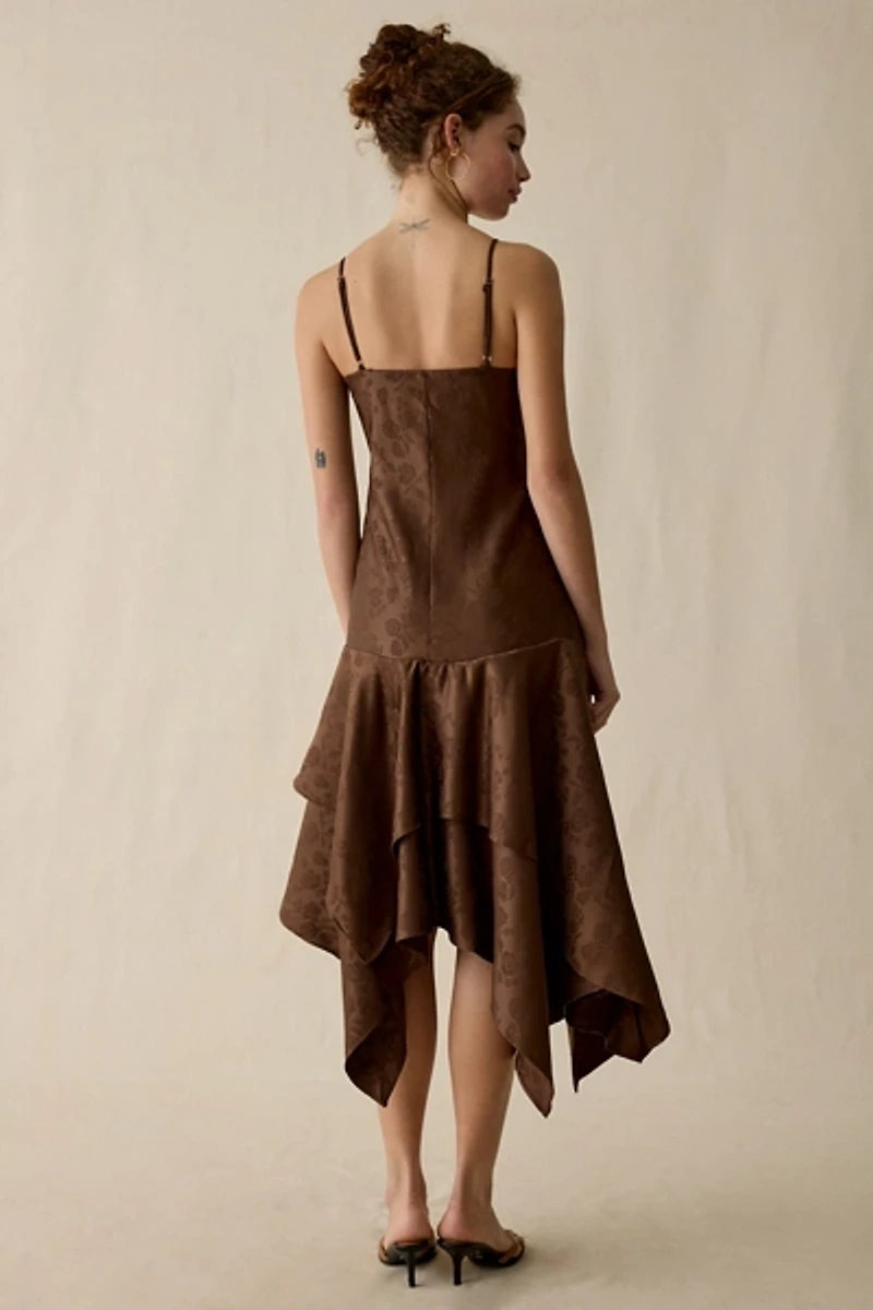 Muse Assembly Elise Asymmetric Hanky Hem Midi Dress