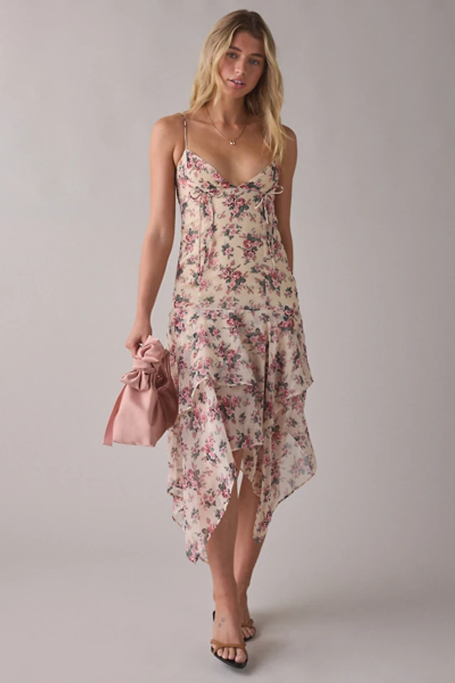 bhldn flamenco hem asymmetrical midi dress Flamenco-Hem Asymmetrical Midi Dress