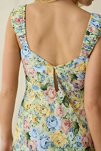 For Love & Lemons Emmaline Lace Trim Chiffon Maxi Dress