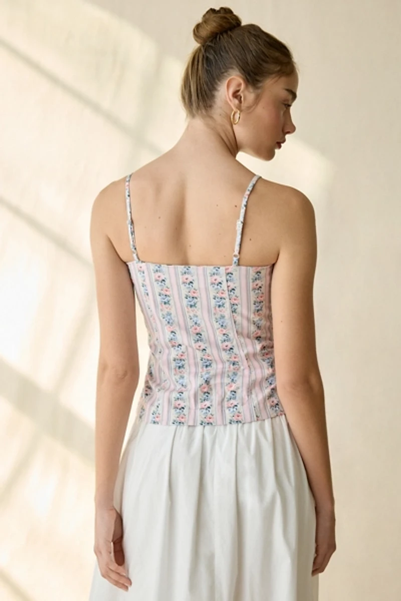 Muse Assembly Mia Floral Lace-Up Corset Top