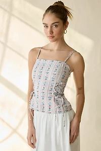Muse Assembly Mia Floral Lace-Up Corset Top