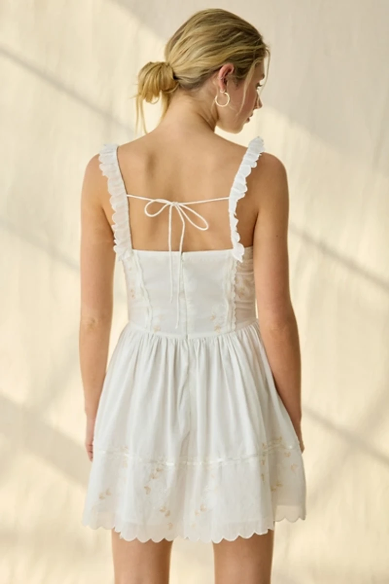 For Love & Lemons Olea Lace Trim Corset Mini Dress