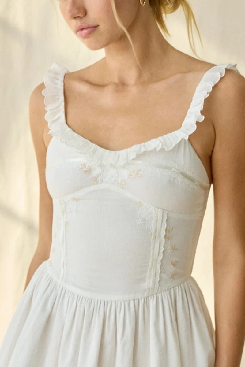 For Love & Lemons Olea Lace Trim Corset Mini Dress