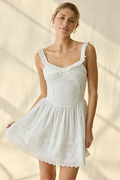 For Love & Lemons Olea Lace Trim Corset Mini Dress