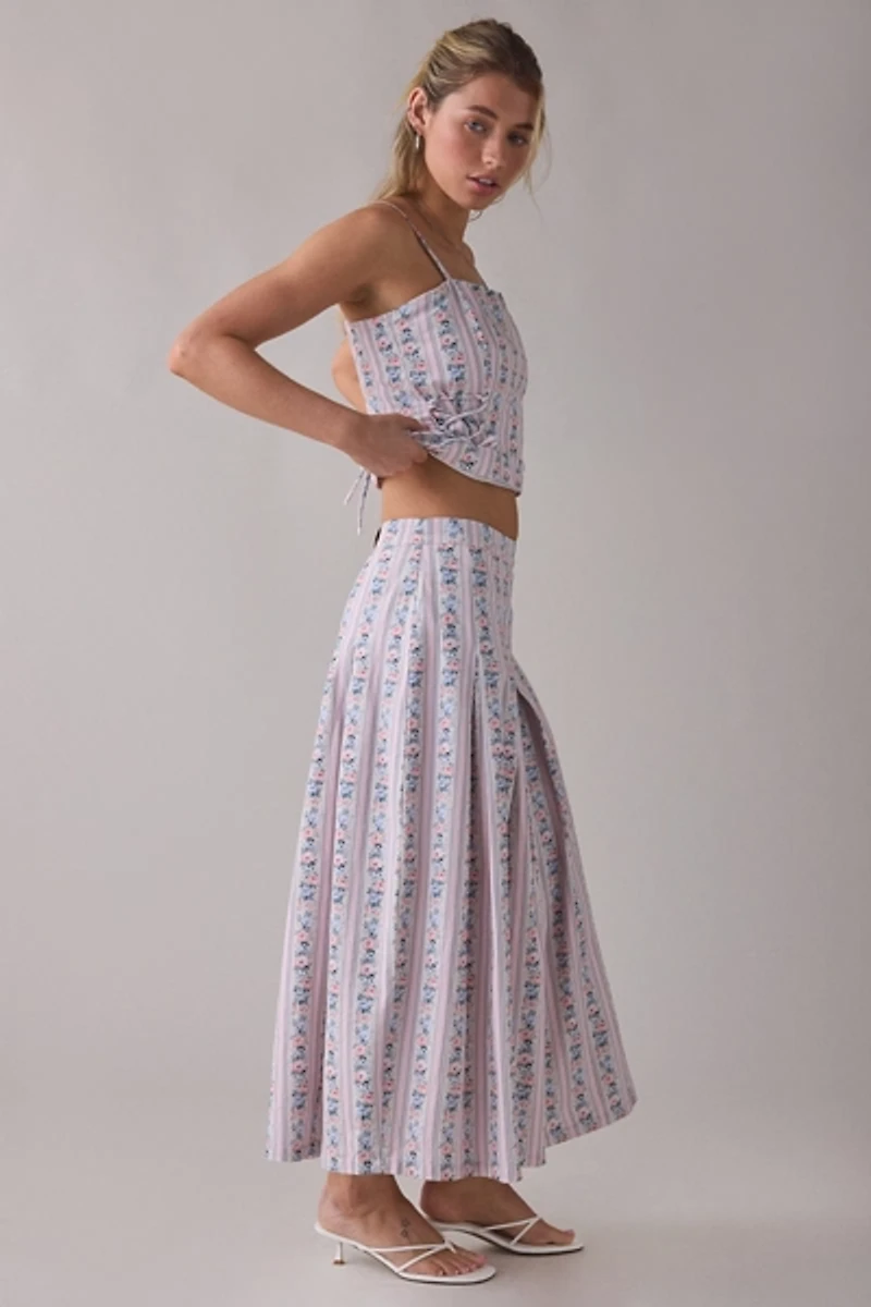 Muse Assembly Drop Waist Pleated Maxi Skirt