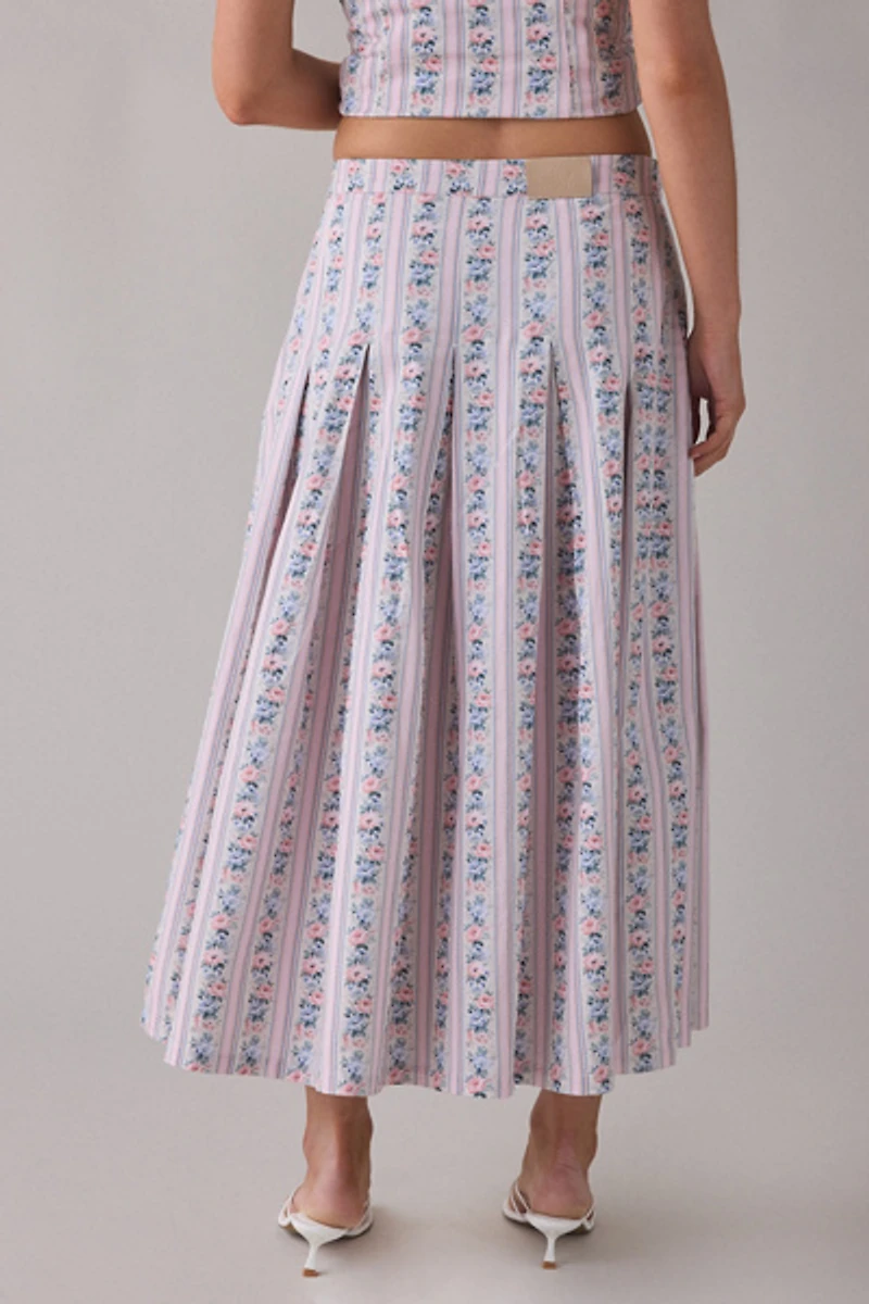 Muse Assembly Drop Waist Pleated Maxi Skirt