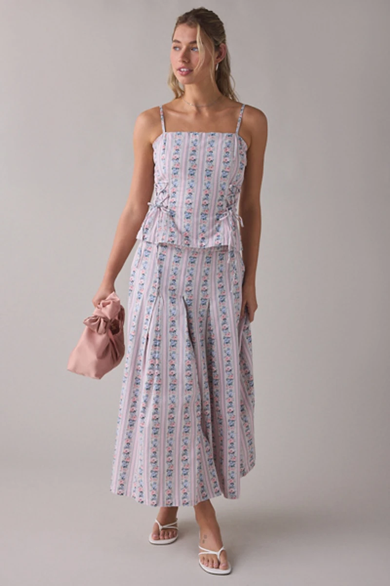 Muse Assembly Drop Waist Pleated Maxi Skirt