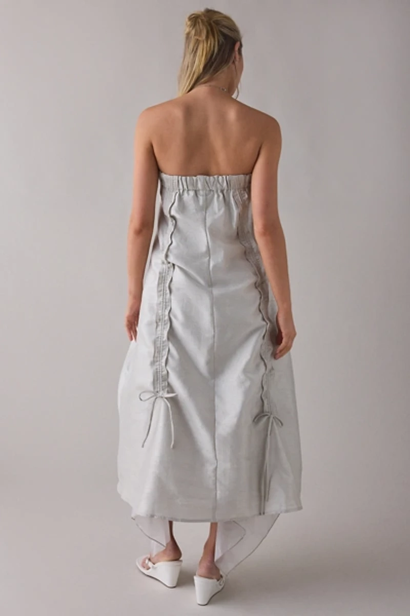 Muse Assembly Daisy Gathered Tie Strapless Midi Dress