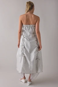 Muse Assembly Daisy Gathered Tie Strapless Midi Dress