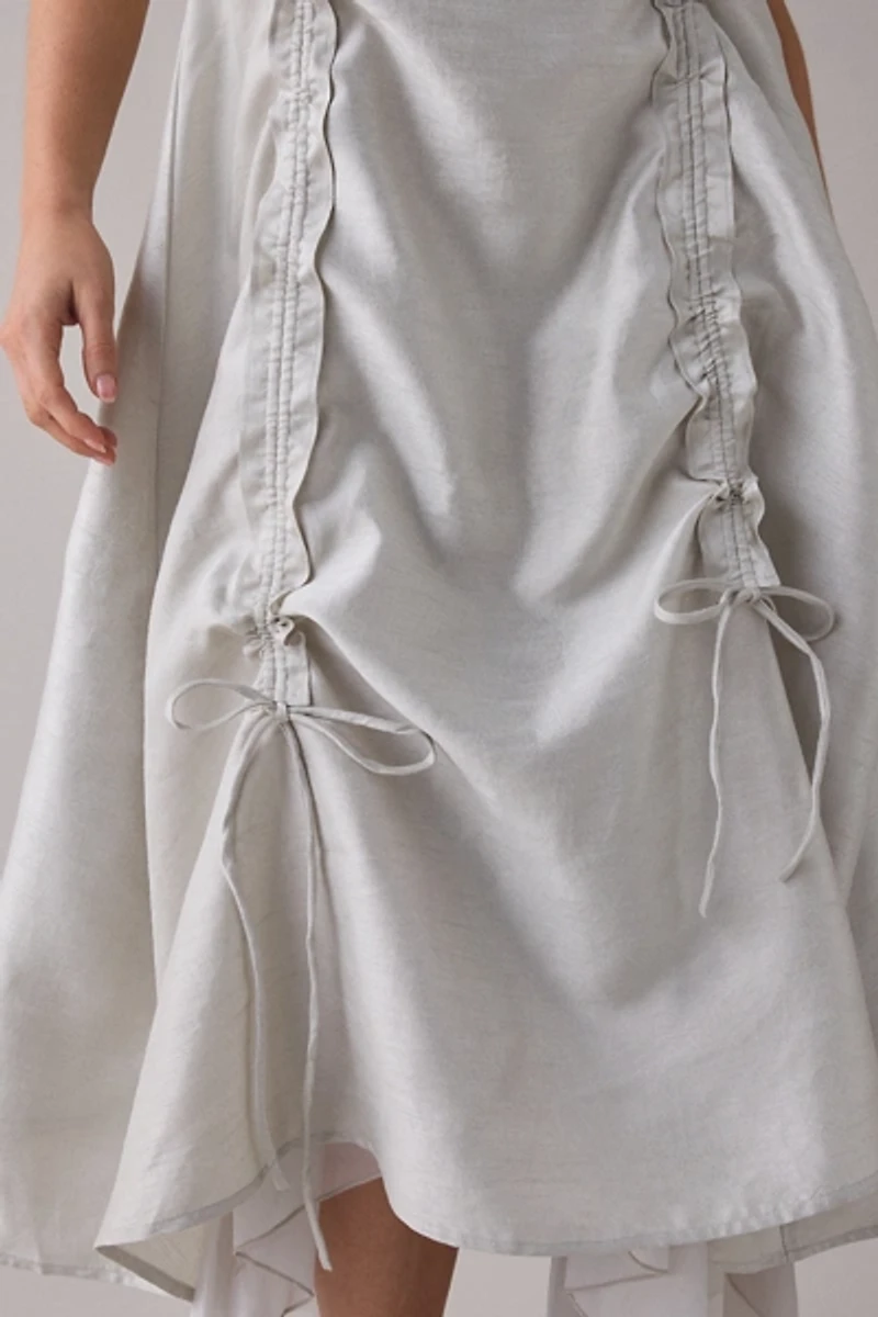 Muse Assembly Daisy Gathered Tie Strapless Midi Dress
