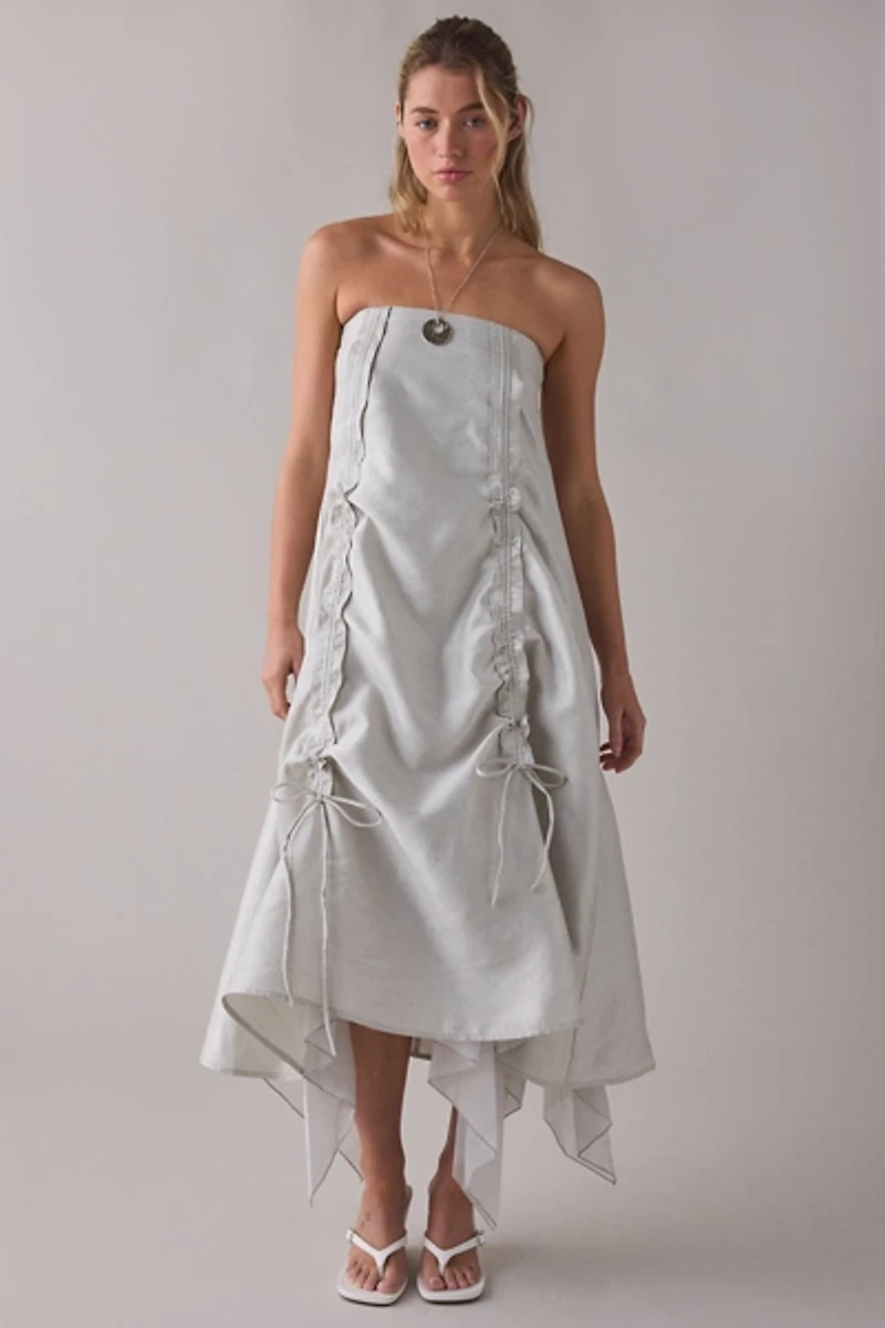 Muse Assembly Daisy Gathered Tie Strapless Midi Dress