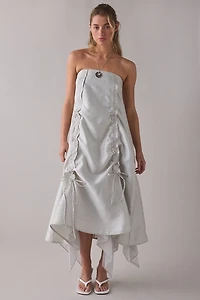 Muse Assembly Daisy Gathered Tie Strapless Midi Dress