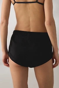 For Love & Lemons Weston Embroidered Faux Suede Micro Short