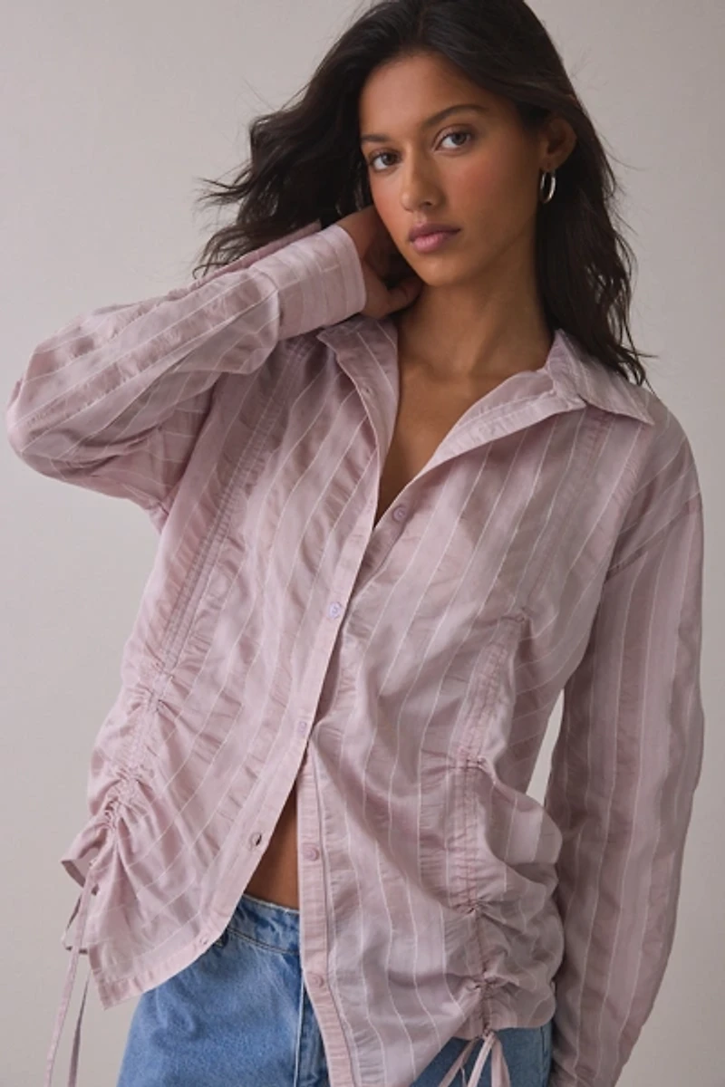 Muse Assembly Lia Ruched Button-Down Shirt